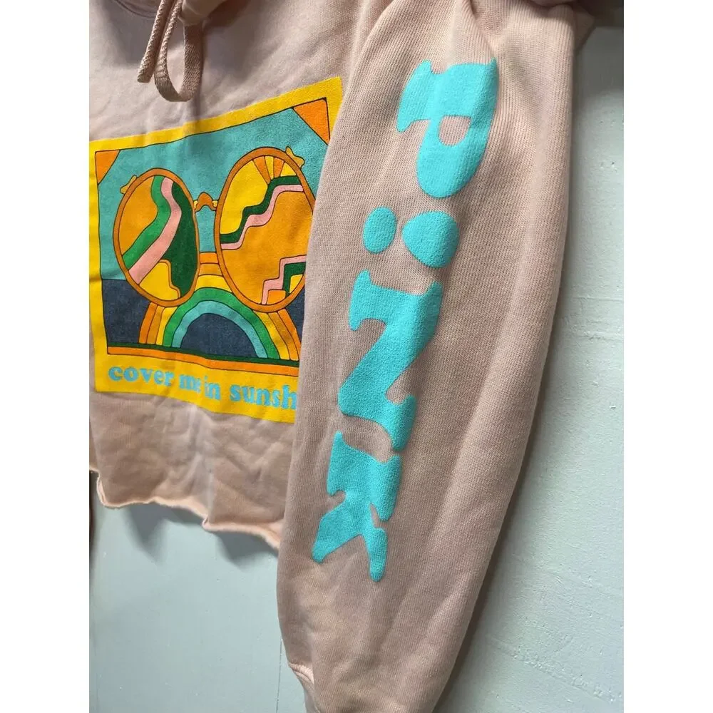 P!NK Women's Cropped Hoodie Size Small Cover Me In Sunshine Peach Hoodie - Picture 5 of 10